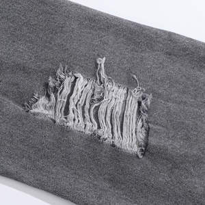 Pantalons en jean pour hommes avec logo personnalisé en gros, style vintage, rétro, délavé, déchiré, coupe slim décontractée, jeans patchwork, prix bas - Product Image 5