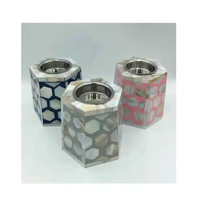 Hermoso candelabro hecho a mano para decoración del hogar con incrustaciones de concha natural, acento perfecto para sala de estar, dormitorio u ocasiones festivas - Product Image 5