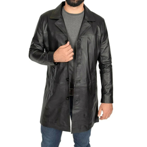 High Quality Coated <b>Leather</b> <b>Jacket</b> Men's Comfortable Breathable Windproof Stand Regular Length Quick Dry Custom Front Casual - Product Image 4