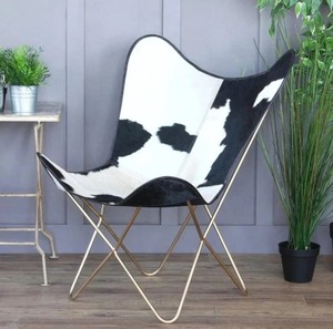 Vintage BKF Iron Foldable Cowhide Leather Butterfly Chair Rustic Indoor/Outdoor Leisure Chair for Dining Living Room Home Office - Product Image 2