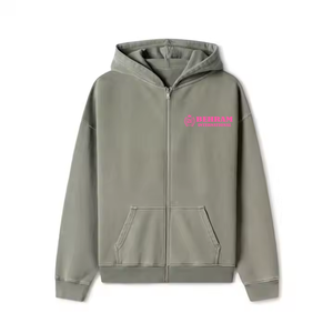 Sweat-shirts unisexes à fermeture éclair 100% coton, en molleton/éponge française, respirants, séchage rapide, coupe classique - Product Image 2