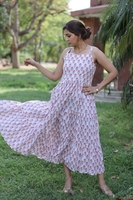 Blanc Floral Main Bloc Coton Naturel Lavable Maxi Robe Casual Plage Sans Manches Long Lounge Wrap Resort Cool Outfit