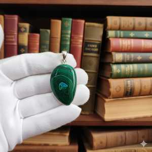 Pendentif en argent fait main de qualité AAA, pierre précieuse naturelle malachite verte, cabochon de forme mixte, cristal naturel poli, guérison - Product Image 5