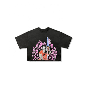 2025 Men's Blank Boxy Raw Hem Tshirt Streetwear Oversized 100% Cotton Drop Shoulder Loose <b>Fit</b> <b>Cropped</b> Printed <b>T</b>-<b>Shirt</b> for Men - Product Image 1