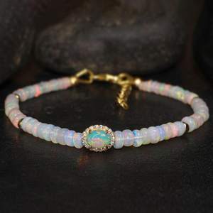 Bracelet en perles d'opale de feu blanche naturelle pour femmes breloque ovale bijoux en pierres précieuses 925 argent Sterling Rare octobre cadeau de pierre de naissance - Product Image 4