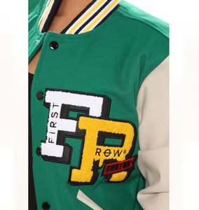 2025 collège équipe nouvelle lettre broderie personnalisé culture bouton up Varsity Bomber veste femmes - Product Image 3