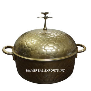 Juego de Tres Ollas Calientes de Nácar, Alta Calidad, Hechas a Mano, Nuevas, Cazuela Clásica, Elegante, Diseñador, Calentador de Comida de Metal - Product Image 6