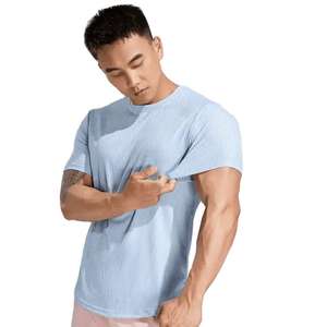 Camiseta de Manga Corta para Hombre, Cuello Elástico, 100% Algodón, Estampada, Sólida, Transpirable, Holgada, Informal, para Verano - Product Image 5