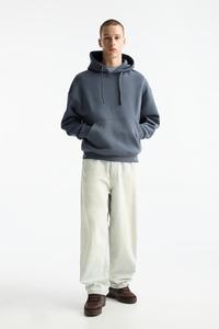 Sweat à capuche thermique surdimensionné de qualité supérieure Denim couleur bleu sweats à capuche pour hommes avec poches et lacets col à capuche Logo personnalisé - Product Image 3