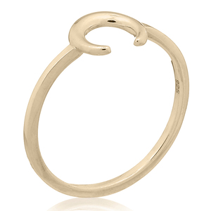 925 Sterling Silver Stack <b>Ring</b> with Gold-Plated Crescent <b>Moon</b> for Party Occasions - Product Image 1