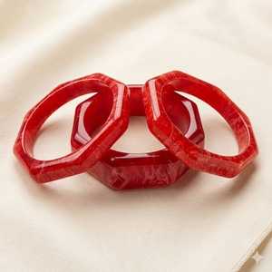 Classic <b>Red</b> Resin Round Brilliant Cut Imitation Pearl Indian Fashion Bangle <b>Bracelets</b> for Women's Gift - Product Image 1