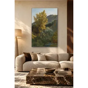 Impression sur toile de l'étude de l'arbre Fida Corot sur une pente de montagne - Product Image 5