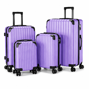 ชุดกระเป๋าเดินทางแบบแข็ง 4 ชิ้น สีม่วง รุ่นโมเดิร์น ทำจาก ABS สำหรับทุกเพศ พร้อมล้อหมุน ตัวล็อค ด้ามจับแบบยืดหดได้ ปิดด้วยซิป เหมาะสำหรับการเดินทาง - Product Image 1