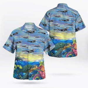 Custom <b>Hawaiian</b> Beach Summer Casual <b>Men's</b> Satin Fabric Button up <b>Shirt</b> and Short Sets Quick Dry Digital Printing Micronesia OEM - Product Image 5