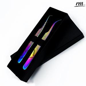 Pince à épiler multi-cils personnalisée de haute qualité RMI avec emballage de boîte noire 2 pièces et ensemble de 2 points différents - Product Image 2