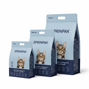 Diseño personalizado de fondo plano para mascotas materiales reciclados Impresión digital acabado mate a prueba de olores mango portátil bajo MOQ caja bolsa - Product Image 1