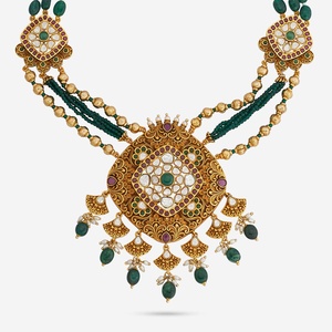 Antique Style Alloy <b>Necklace</b> Trendy Chains with Beads 187961 Number Pattern for Wedding - Product Image 5
