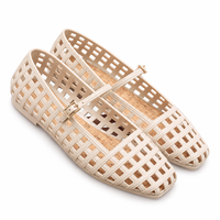 Sandales plates en plastique à bout carré style Jelly; Escarpins tendance à enfiler avec boucle; Sandales décontractées polyvalentes ajourées à bride unique pour l'été