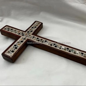 Incrustaciones de nácar hechas a mano de calidad est, Cruz religiosa de madera, colgante de pared, incrustaciones de hueso, Cruz Santa, hogar, oficina, tienda, Iglesia FWE - Product Image 2