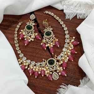 Premium Quality AD CZ Diamond Necklace <b>Set</b> Women Rose Gold Plated Zircon Pearl Custom Shape Weddings Parties Top Indian Style - Product Image 2