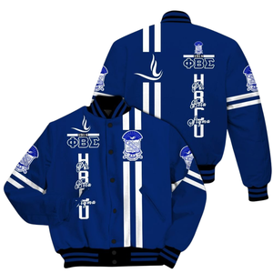 Phi Beta Sigma 1914 Greek Varsity Letterman Jacket Azul Blanco Fraternidad Ropa Chenille Patch College Style Jacket - Product Image 1