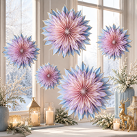 Décoration suspendue en forme d'étoile en papier blanc avec bordure dorée, pliable, flocon de neige 3D, ornement pour Noël, mariage, fête, décoration de la maison