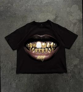 Camiseta de Algodón Grueso, Estilo Urbano, Estampado Gráfico Vintage, Talla Grande, Estilo Holgado - Product Image 1