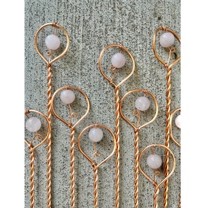 Palos de jardín de cobre puro 100% de calidad superior con perla para soporte de plantas ecológico y decoración de jardín de larga duración - Product Image 1