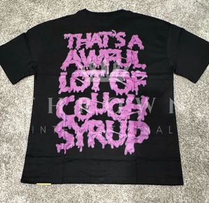 T-shirts pour hommes 2025, version haute qualité 1:1, avec impression de lettres et motif 'awful lot of cough syrup', T-shirt de créateur de mode, T-shirts imprimés tendance - Product Image 2