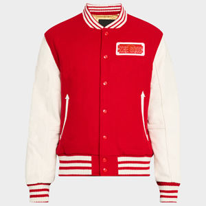 Chaqueta de béisbol de estilo callejero de invierno para hombre, tela de lona de algodón 100% con capucha bordada de chenilla frontal, chaqueta Bomber - Product Image 1