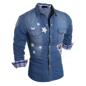 Your Own Design Light Weight Hot Selling Full Sleeves Cotton Denim Shirt / Best Quality Premium Style Denim Men Shirt