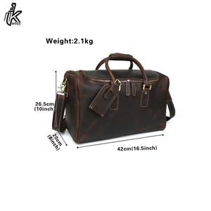 กระเป๋าเดินทางขนาดใหญ่พิเศษ สำหรับวันหยุดสุดสัปดาห์ สีน้ำตาลเข้ม หนังแท้ 100% กระเป๋าถือขึ้นเครื่องบิน กระเป๋าเดินทางแบบดัฟเฟิล สำหรับผู้ชาย - Product Image 2