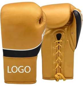 Guantes de Boxeo Profesionales de Cuero, Diseño Personalizado, Resistentes, para Entrenamiento de Fuerza, con Cierre de Cordones y Absorción de Humedad - Product Image 1