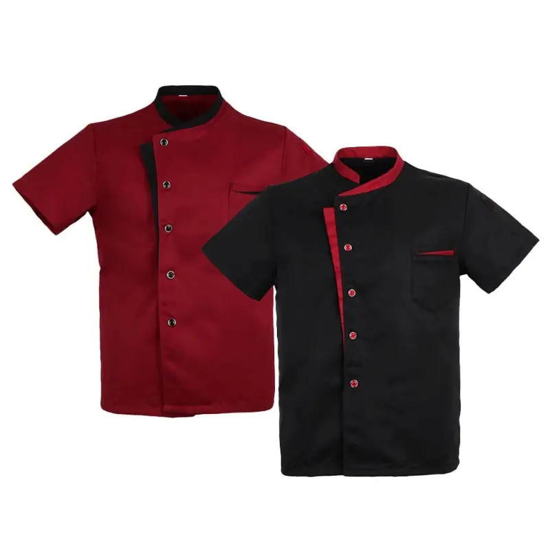 Personalizar logotipo chaqueta Hotel Cocina camarero camisa Restaurante Bar Uniformes de punto de tela de algodón