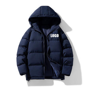 Vestes d'hiver à capuche pour hommes de grande taille Manteaux rembourrés de base pour hommes Bomber Manteaux à bulles avec étiquette imprimée personnalisée - Product Image 1
