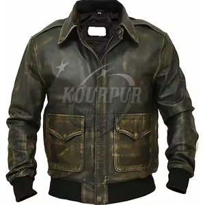 แจ็กเก็ตหนังแท้สไตล์วินเทจสำหรับผู้ชายปรับแต่ง100% ได้สีน้ำตาลดำปกตั้งสีสไตล์ใหม่ - Product Image 5