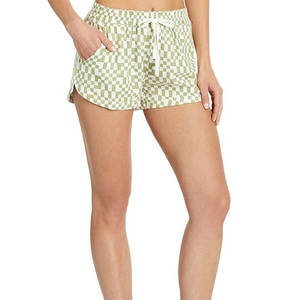 Women's High Waist <b>Checkered</b> Casual Shorts Summer Drawstring Loose Fit Gingham Beach Shorts with Pockets Plus Size Board Shorts - Product Image 1