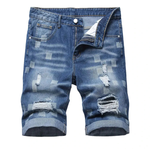 Shorts en jean personnalisés style vintage délavé et usé pour homme – Jean délavé à l'acide avec plusieurs poches - Product Image 1