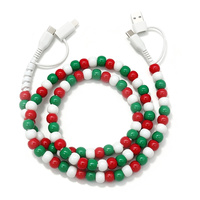 Câble USB créatif 4-en-1 avec perles, cordon de chargeur de téléphone décoratif et tendance, cadeau, 10 couleurs au choix