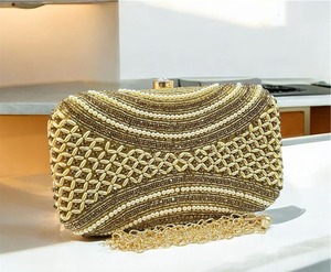 Femmes QTC Fashion-Style Embelli Satin Boîte Embrayage Fermeture Magnétique Bandoulière Perle Diamant Perles Mini Sacs - Product Image 2