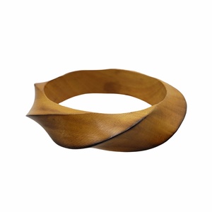Bracelet jonc vintage en bois, unique et élégant, avec incrustation plaquée or, bijoux pour femmes, cadeaux pour mariages et fêtes - Product Image 6