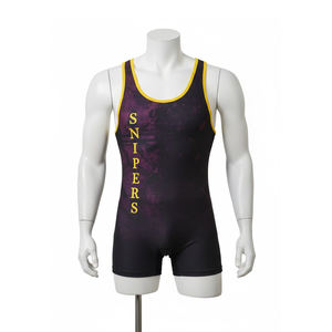 Combinaison de lutte en spandex/nylon de haute qualité, couleur unie, personnalisable avec logo, uniforme de sport - Product Image 1