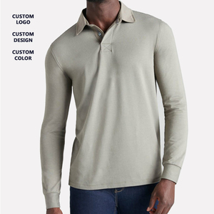 Polos grande taille pour hommes garçons t-shirts polo en coton logo brodé personnalisé polo à manches longues de haute qualité respirant - Product Image 1