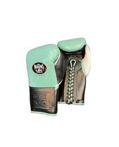 Gants de boxe professionnels en cuir de vachette véritable bleu métallisé, vente en gros, No Boxing No Life - Product Image 1