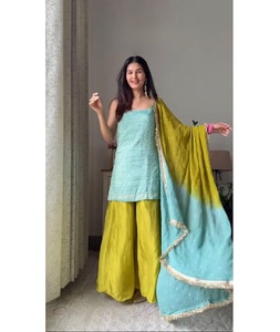 Modello indiano moderno in seta Chinon materiale Salwar Kameez <span class=keywords><strong>tuta</strong></span> con Sequnce pesante con filo di lavoro e <span class=keywords><strong>pizzo</strong></span> in sequenza Dupatta - Product Image 1