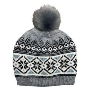 Gorro de punto de invierno de alta calidad, forro polar de algodón de punto grueso con elegante pompón cálido para trajes de clima frío, venta al por mayor - Product Image 3