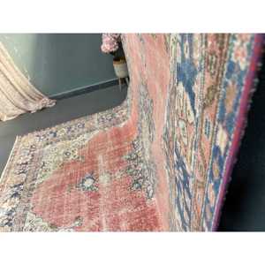 Turkish Vintage Rug 6.6x10.8 ft (202x329 cm), <b>Red</b> Solid <b>Wool</b> Rug - Product Image 4
