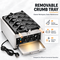 Machine à gaufres électrique professionnelle 4/6 cavités 3000W en forme de chaussure avec moule antiadhésif réversible pour pâtisserie et stand alimentaire