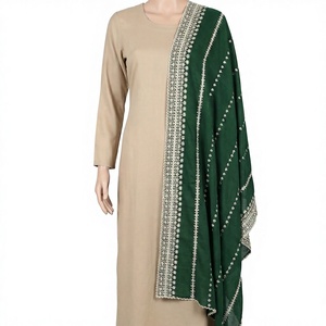 Wholesale Ahe African Muslim Women Hijab Long Chiffon <b>Shawl</b> Golden Geometric Rhinestone <b>Embroidered</b> High Quality Breathable - Product Image 1