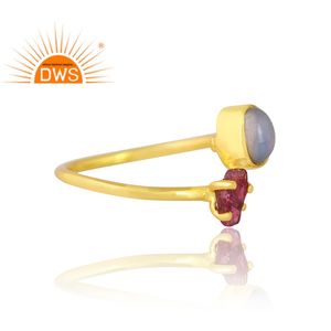 Diseño de tendencia Plata esterlina 18K Chapado en oro Ópalo etíope natural rubí y anillo de espinela Diseño personalizado Fabricante de joyas - Product Image 2